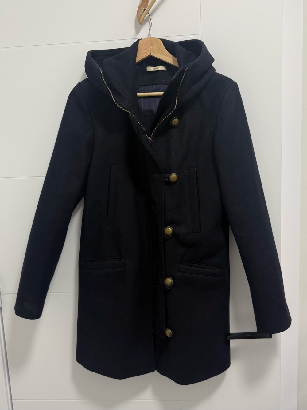 Women’s Sessun Camp Night Navy Hooded Wool Coat